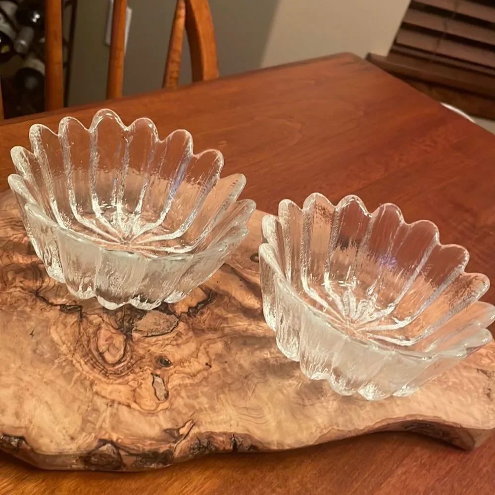Vintage Sidse Werner for Holmegaard Denmark Danish Flower Shaped Glass Bowls